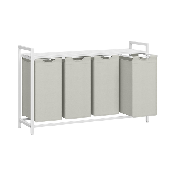Laundry Hamper - 4 Sections, Shelf & Removable Bags