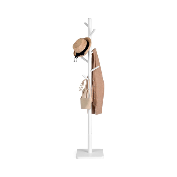 Adjustable Wooden Coat Rack with 8 Hooks