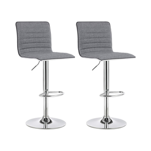 Height-Adjustable Bar Stools with Backrest – Smoke Grey (Set of 2)