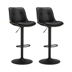 PU Leather Bar Stools with Backrest and Footrest (Set of 2)