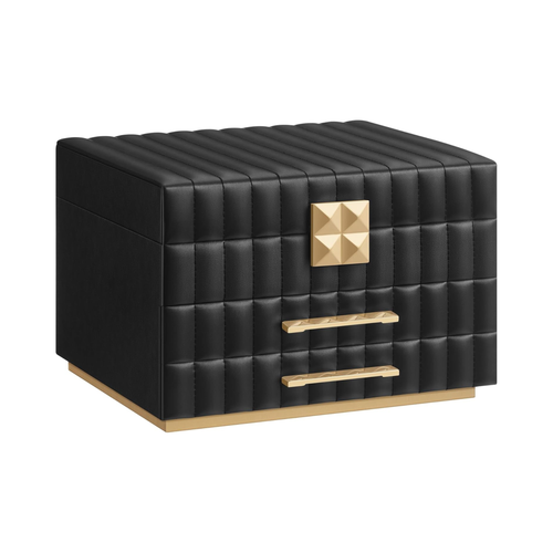 Elegant 3-Tier PU Leather Jewellery Box with Mirror - Karrari