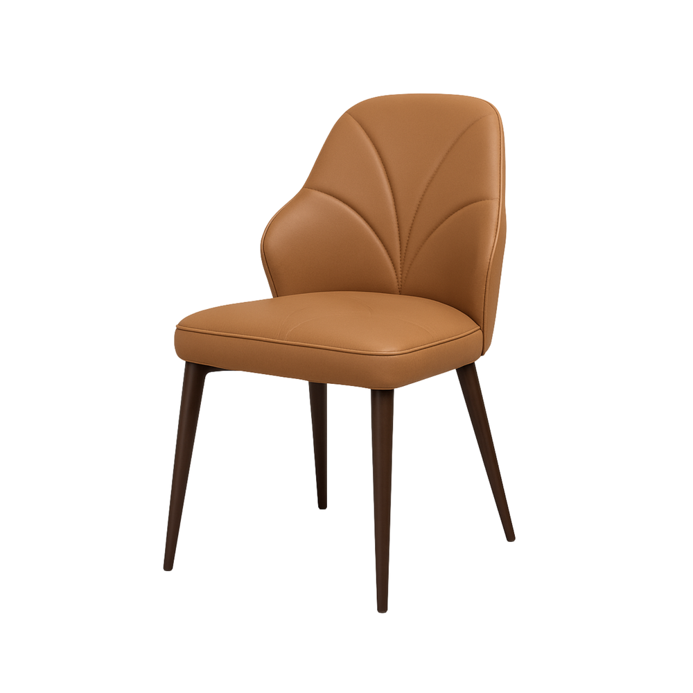 Modern Faux Leather Dining Chairs – Camel Brown (Set of 2)
