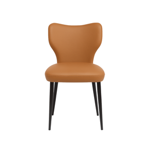 Cognac Brown Faux Leather Dining Chairs (Set of 2)