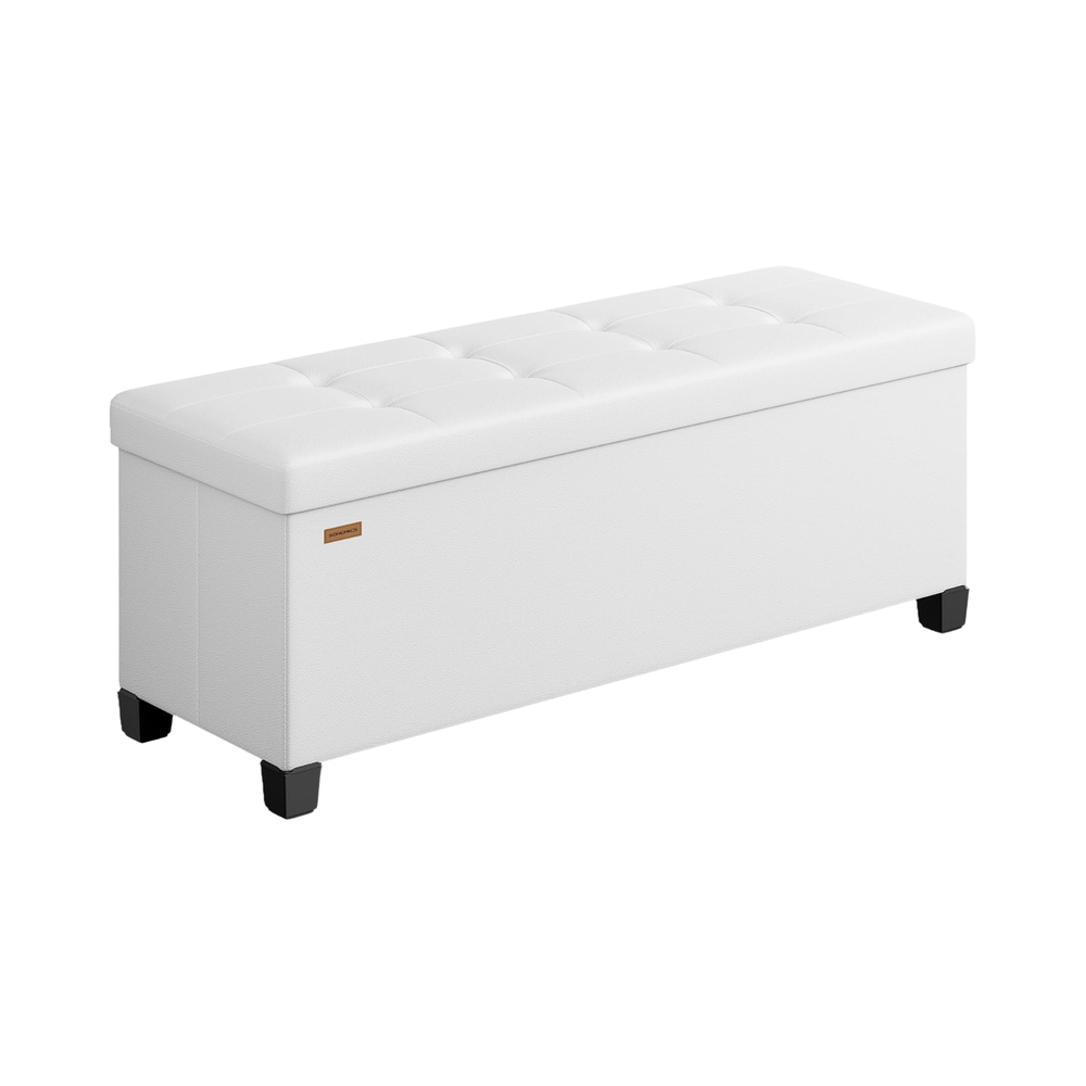 Storage Pouffe Bench with Legs, Foldable Footstool Ottoman