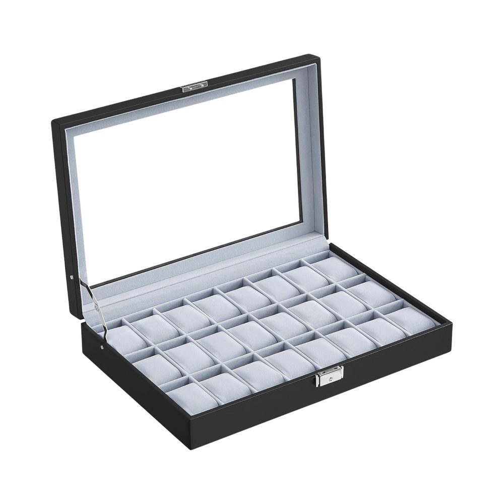 Lockable Watch Box with 24 Slots – Storage Case