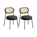 Dining Chairs – Rattan Back & PU Padded Seat (Set of 2) - Karrari
