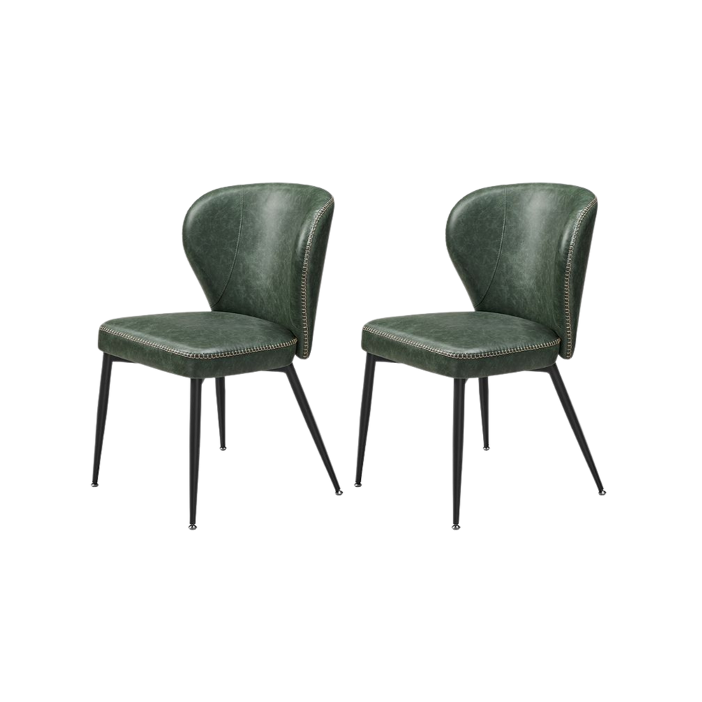 Mid-Century Faux Leather Dining Chairs (set of 2)