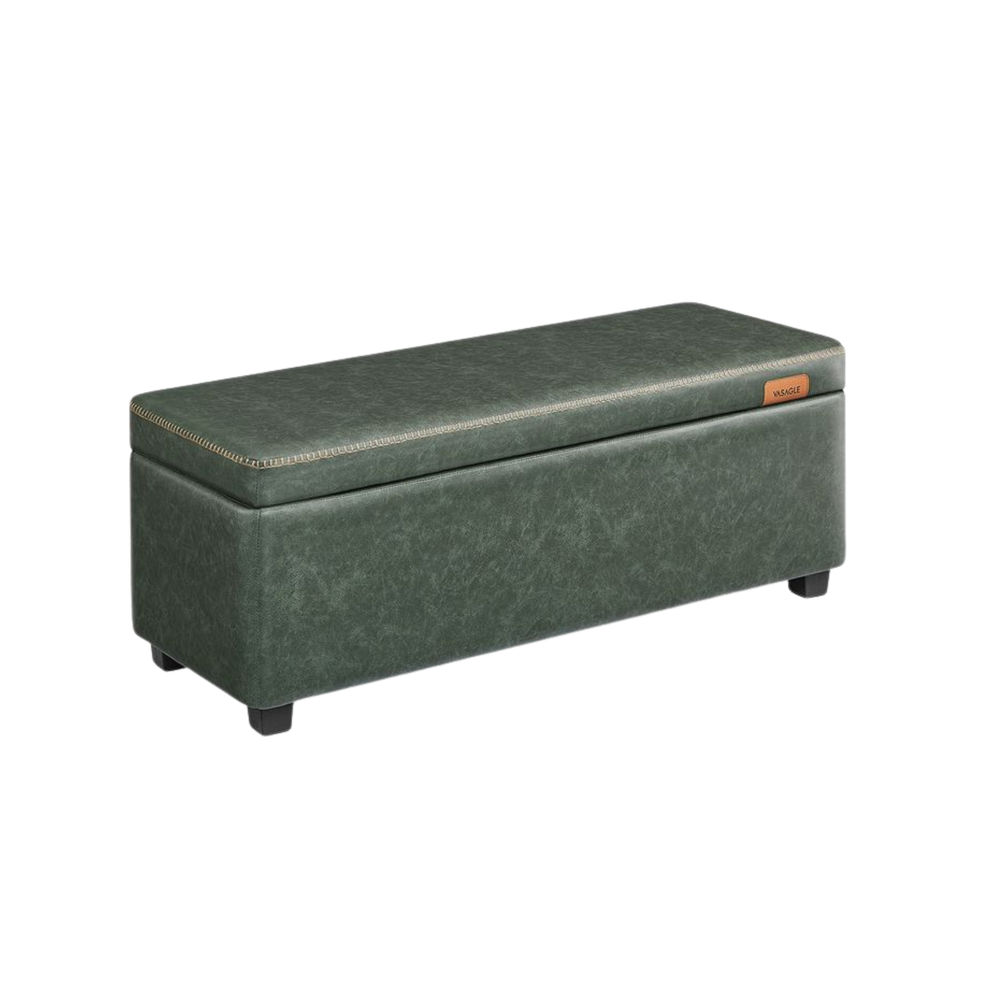 Storage Ottoman Bench – Leather Look, Mid-Century Design