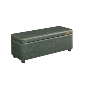 Storage Ottoman Bench – Leather Look, Mid-Century Design