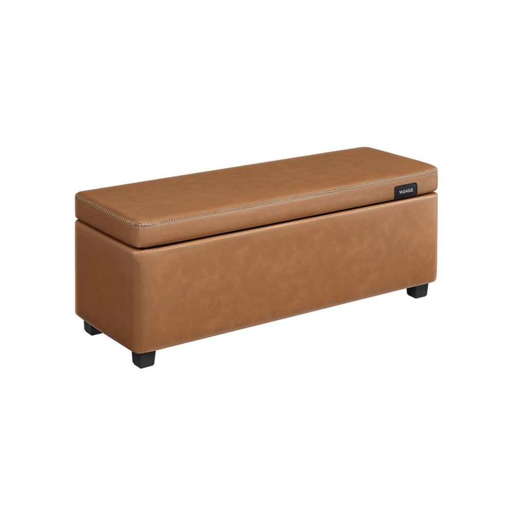 Storage Ottoman Bench – Leather Look, Mid-Century Design