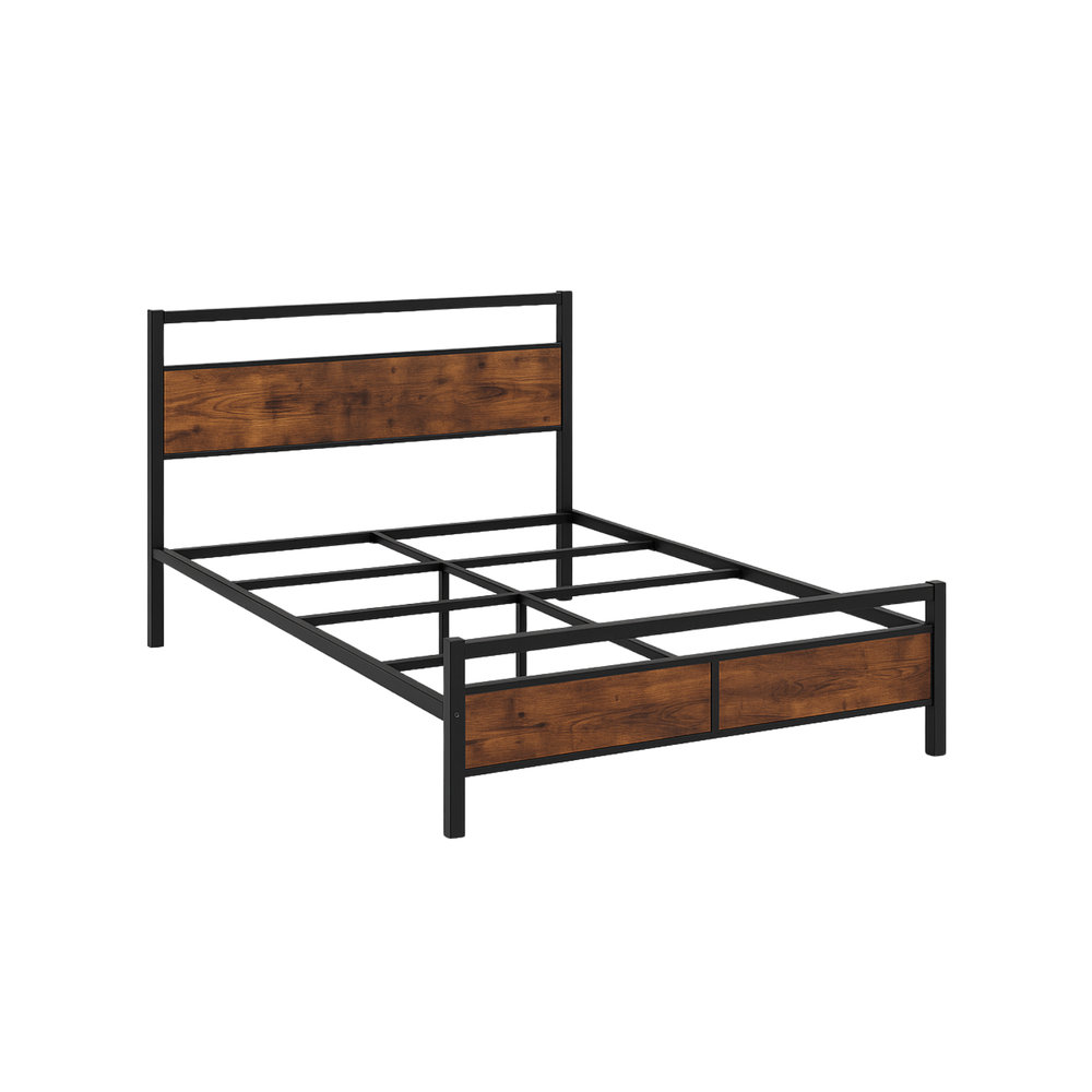 Industrial Metal & Wood Bed Frame - Karrari