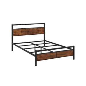 Industrial Metal & Wood Bed Frame - Karrari
