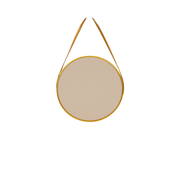 Round Gold Wall Mirror with Hanging Strap