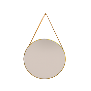 Round Gold Wall Mirror with Hanging Strap