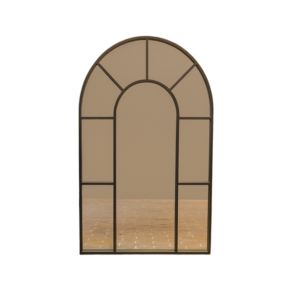 Arched Black Wall Mirror - Metal Frame