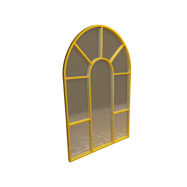 Arched Gold Wall Mirror - Metal Frame