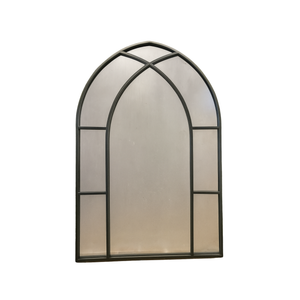 Cathedral Black Window Wall Mirror - Metal Frame