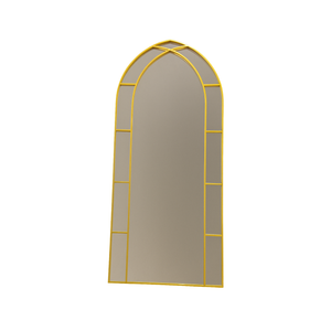 Large Gothic-Style Arched Wall Gold Metal Mirror