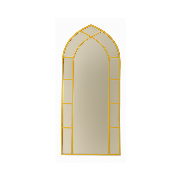 Large Gothic-Style Arched Wall Gold Metal Mirror - Karrari