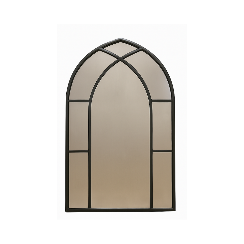 Cathedral Black Window Wall Mirror - Metal Frame - Karrari