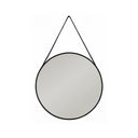 Round Black Wall Mirror with Hanging Strap (80cm) - Karrari