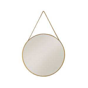 Round Gold Wall Mirror with Hanging Strap - Karrari