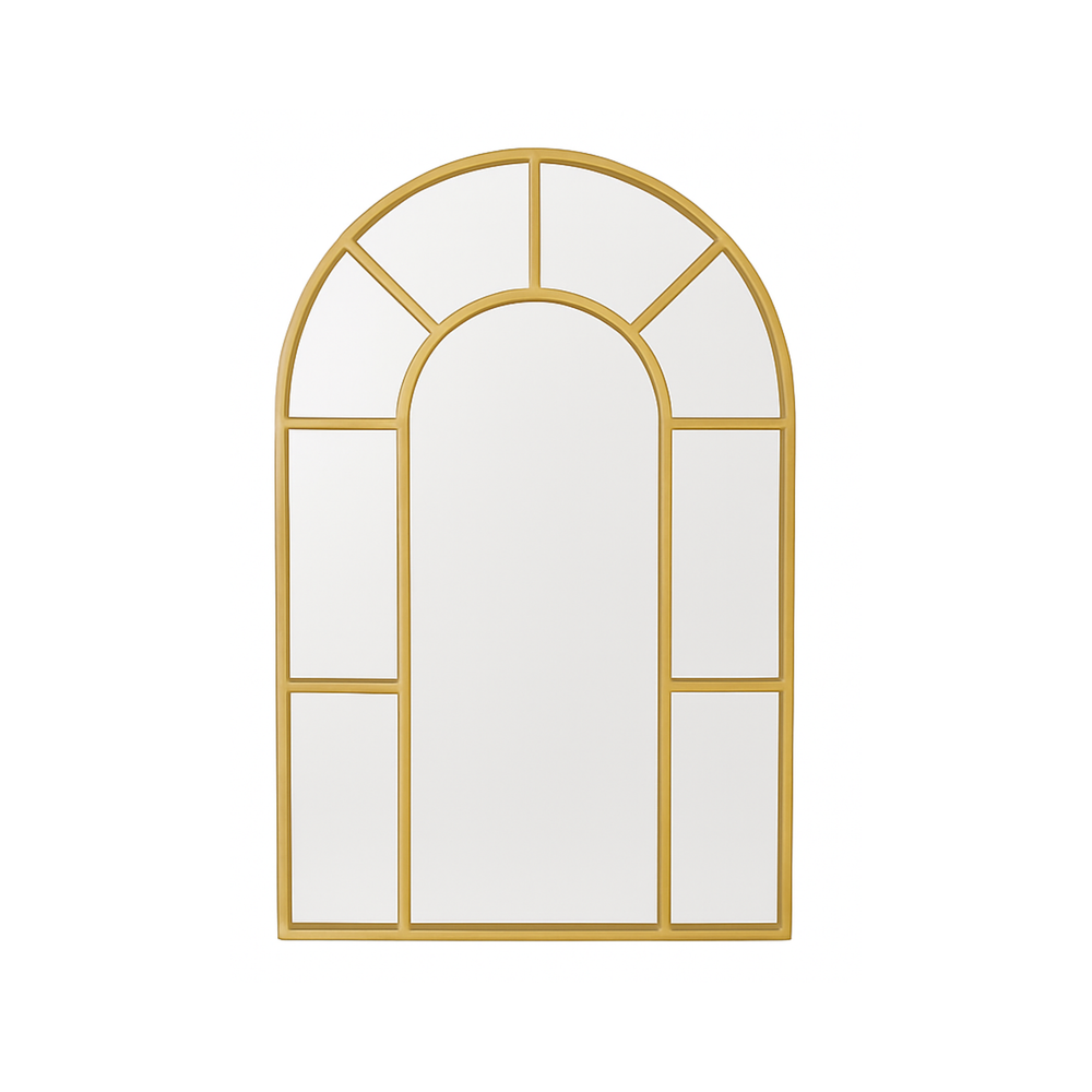 Arched Gold Wall Mirror - Metal Frame - Karrari