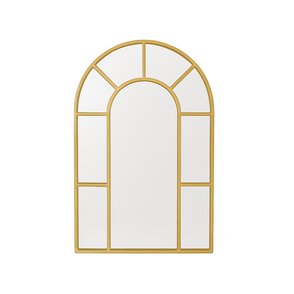 Arched Gold Wall Mirror - Metal Frame - Karrari