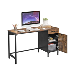 Industrial Computer Desk with Drawer & Cabinet