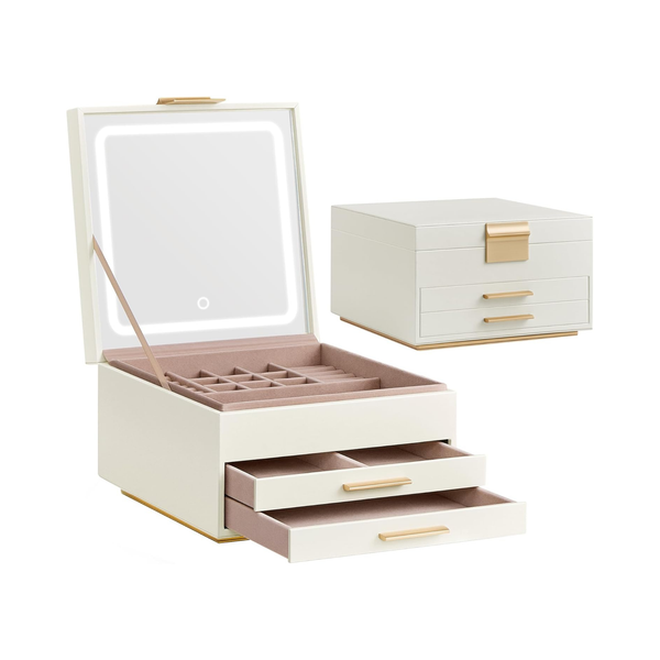 3-Layer Jewellery Box with Mirror & LED Lights