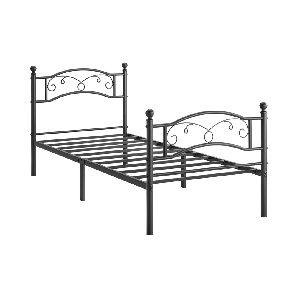 Metal Single Bed Frame - Black (190x90cm)