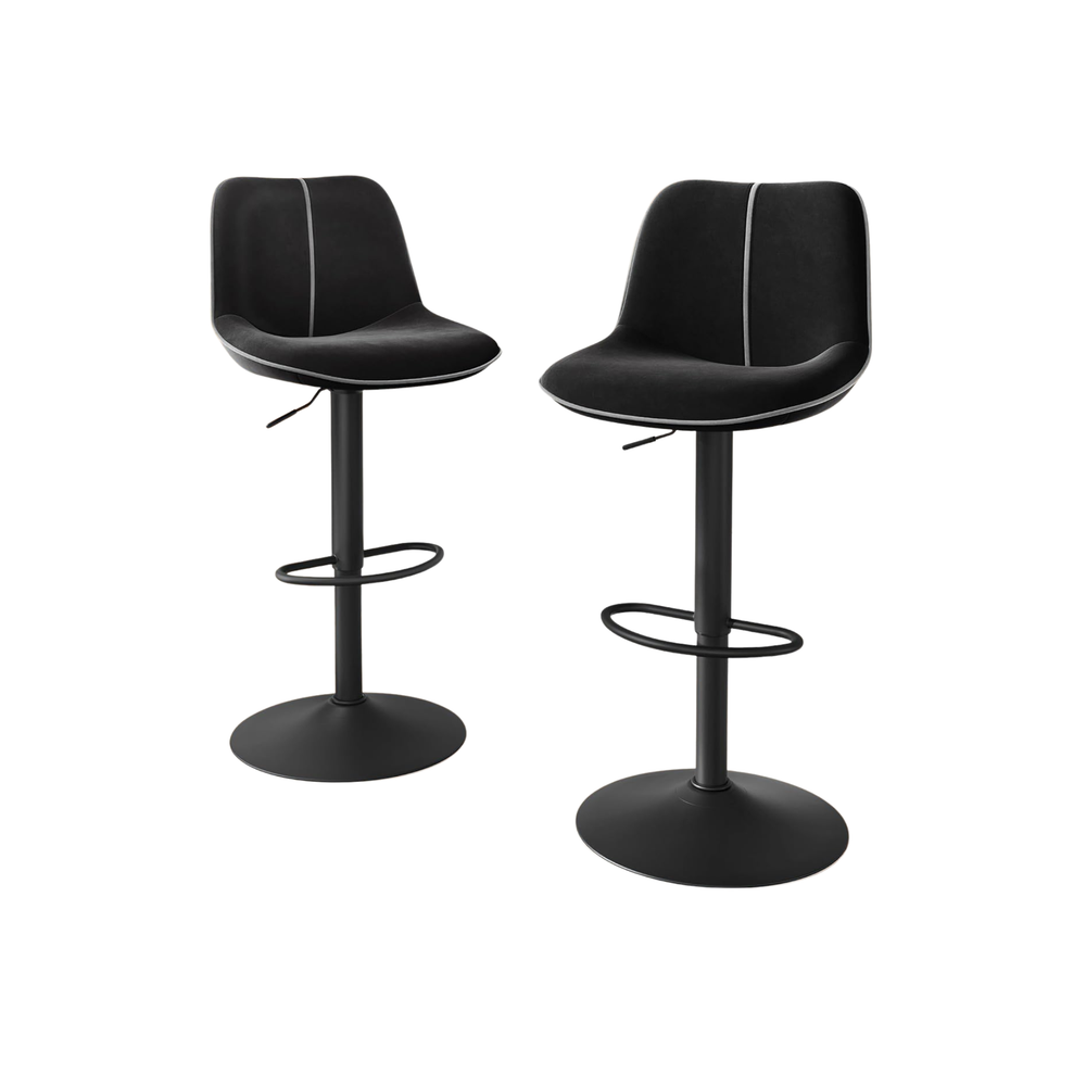 Ergonomic Velvet Bar Chairs for Kitchen Island (Set of 2)