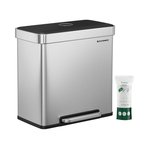 Stainless Steel Pedal Bin (2×30L) - Soft-Close Lid - Karrari