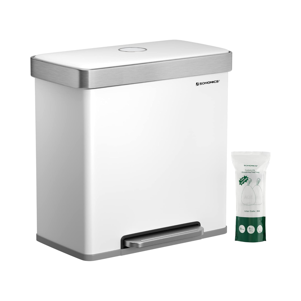 Stainless Steel Pedal Bin (2×30L) - Soft-Close Lid