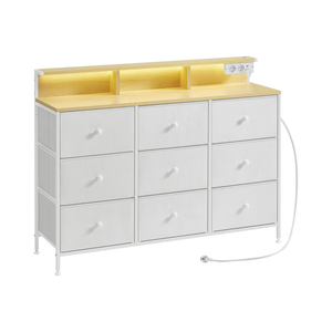 9-Drawer Fabric Cabinet with LED Lighting