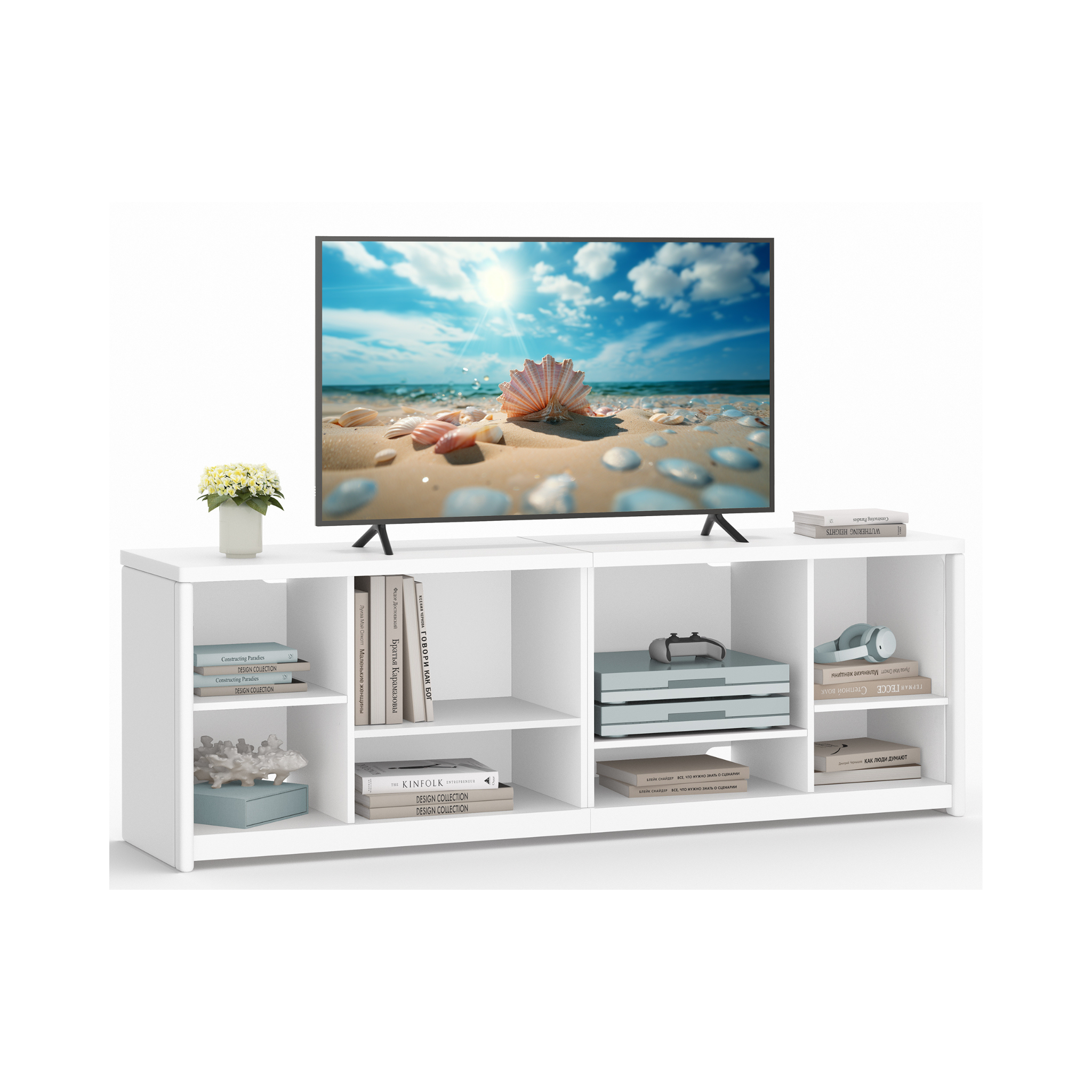 Modern TV Unit with Open Compartments