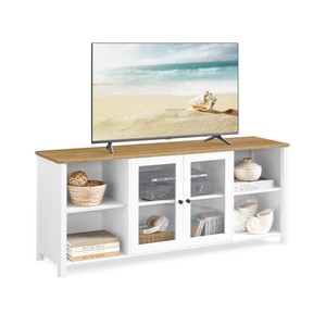 Farmhouse TV Stand with Glass Doors