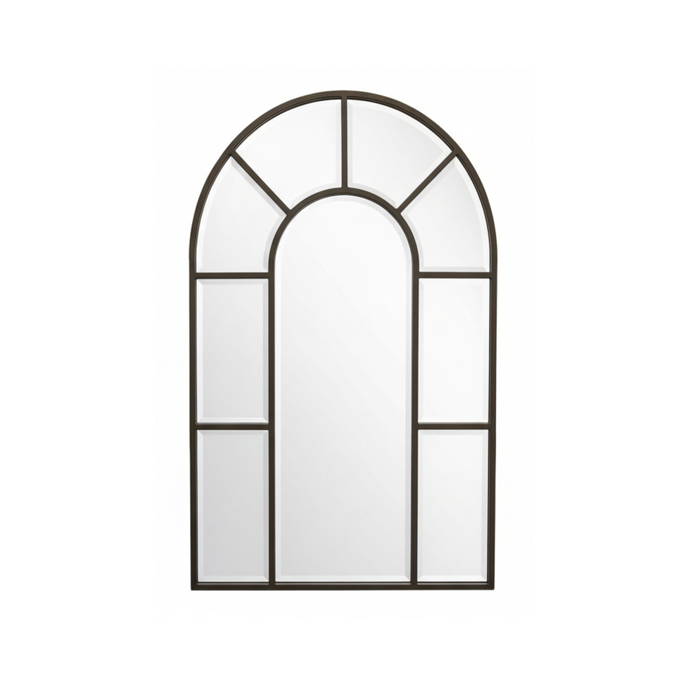 Arched Black Wall Mirror - Metal Frame