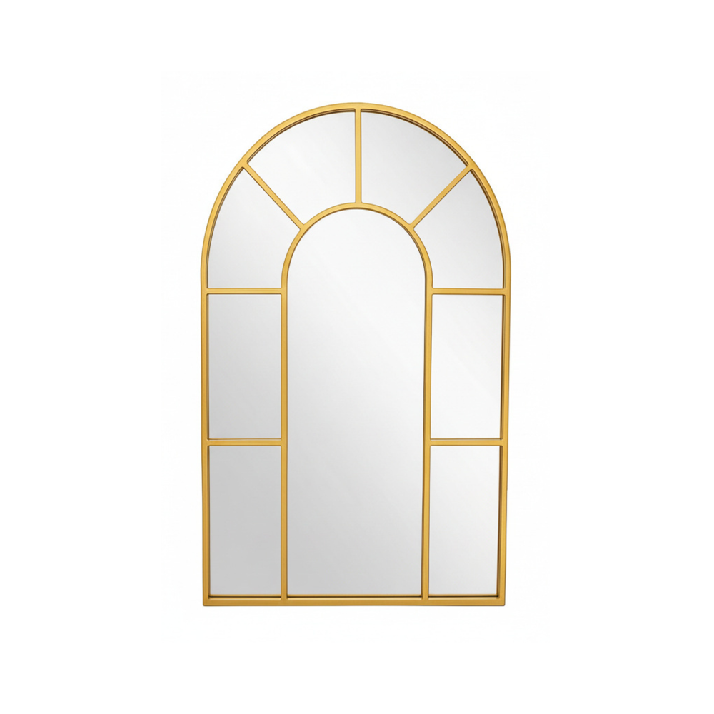 Arched Gold Wall Mirror - Metal Frame