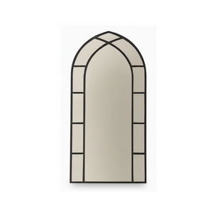 Large Gothic-Style Arched Wall Black Metal Frame Mirror
