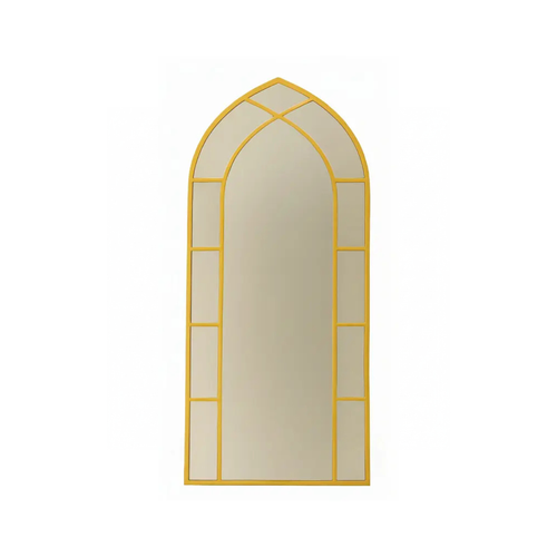 Large Gothic-Style Arched Wall Gold Metal Mirror (180x80cm) - Karrari