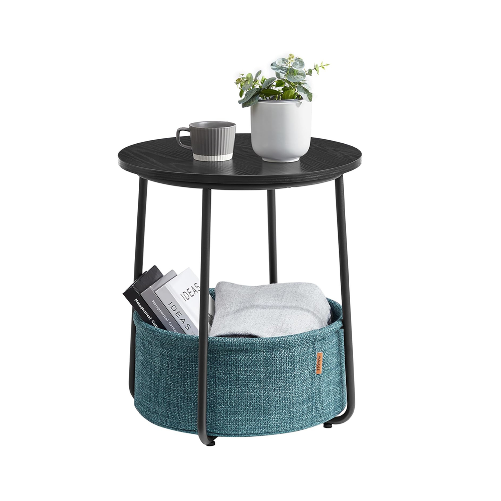 Side Table with Socket & Basket
