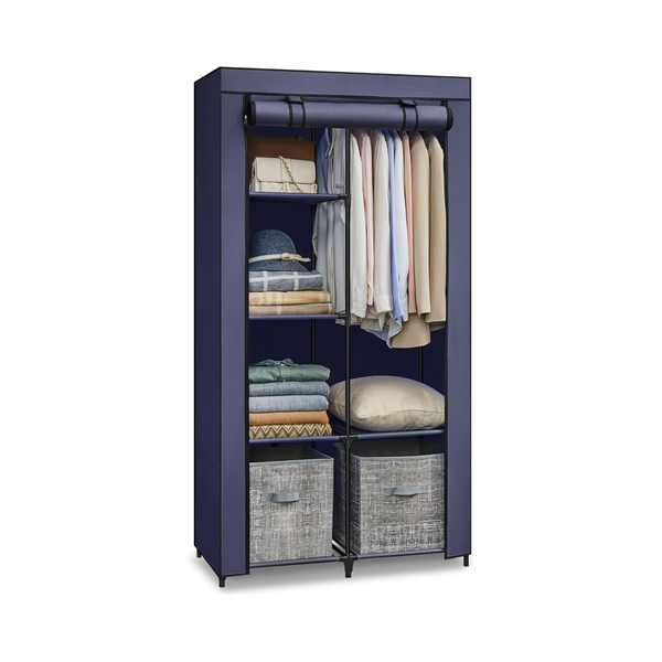 Fabric Wardrobe with Shelves & Hanging Rail