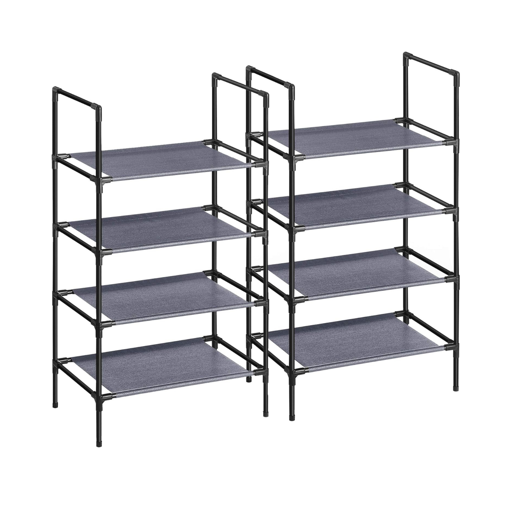 Shoe Rack 4-Tier (Set of 2) Metal Frame & Fabric Shelves