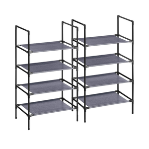 Shoe Rack 4-Tier (Set of 2) Metal Frame & Fabric Shelves