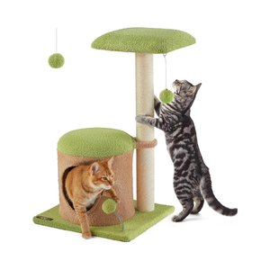 Cat Tree House, Tower – Green & Earth Brown