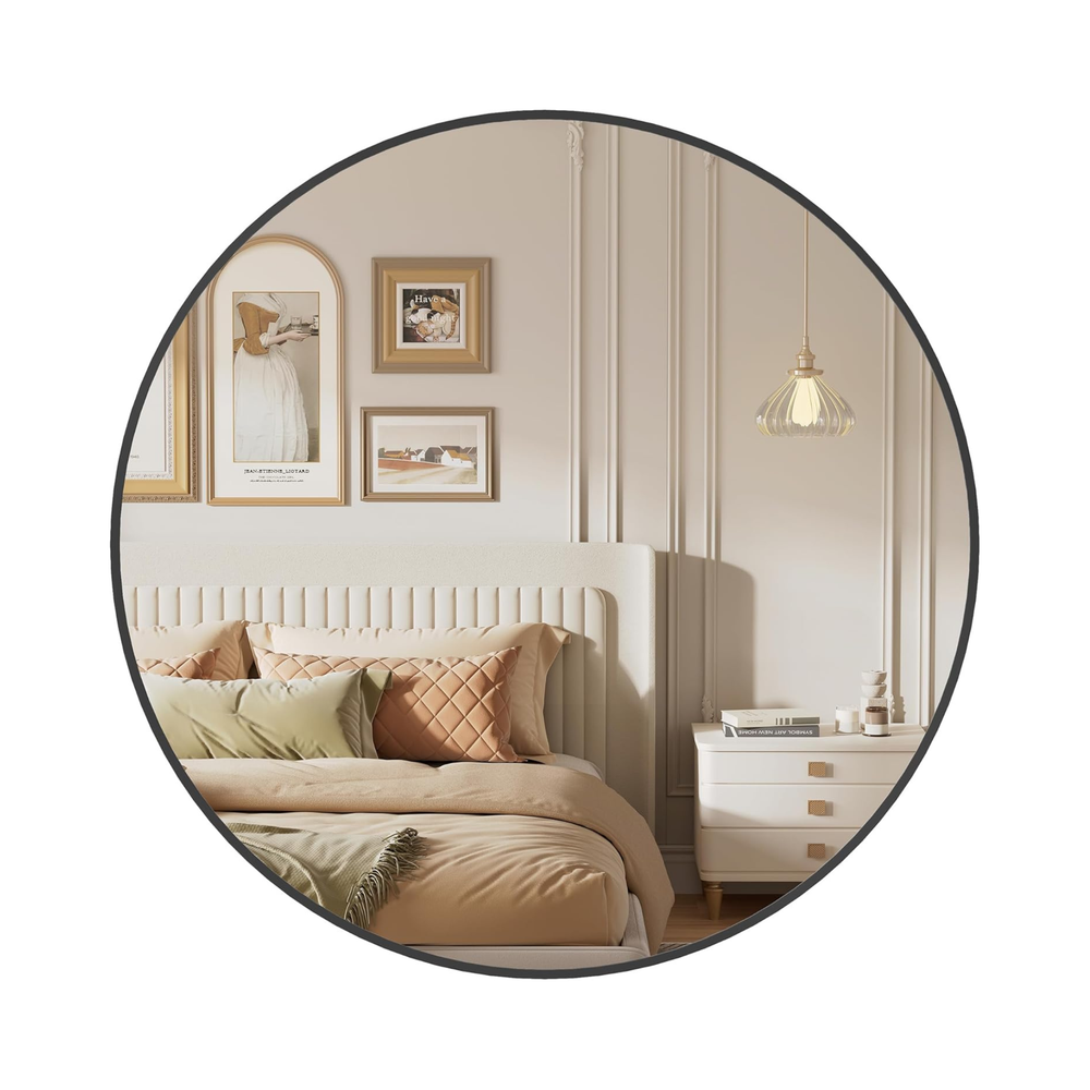 Round Wall Mirror with Metal Frame (76cm)
