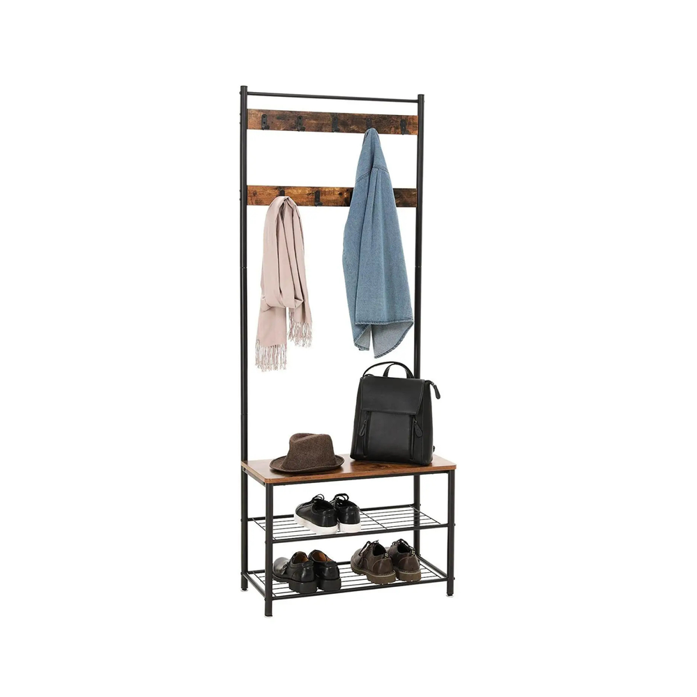 Clothes Rack with Seat & Shoe Storage