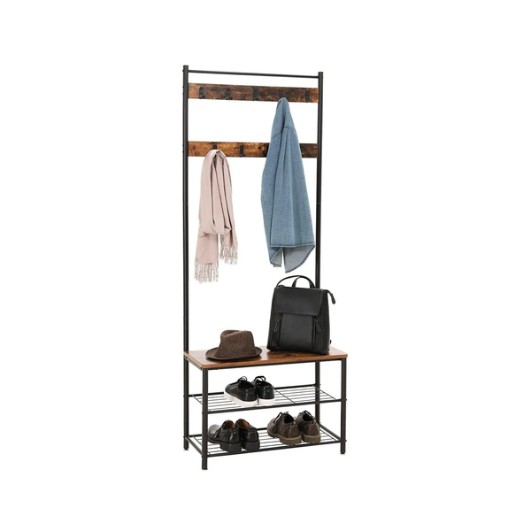 Clothes Rack with Seat & Shoe Storage