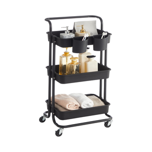 3-Tier Rolling Metal Trolley with Handles